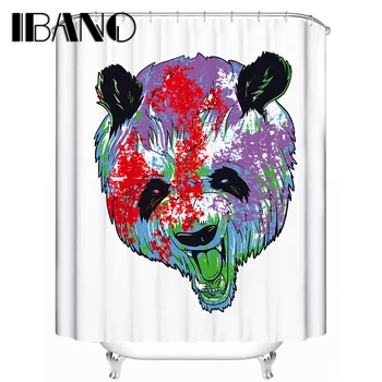 

Hot Design Panda Shower Curtain Bathroom Waterproof Polyester Fabric 180*180cm+12 Hooks