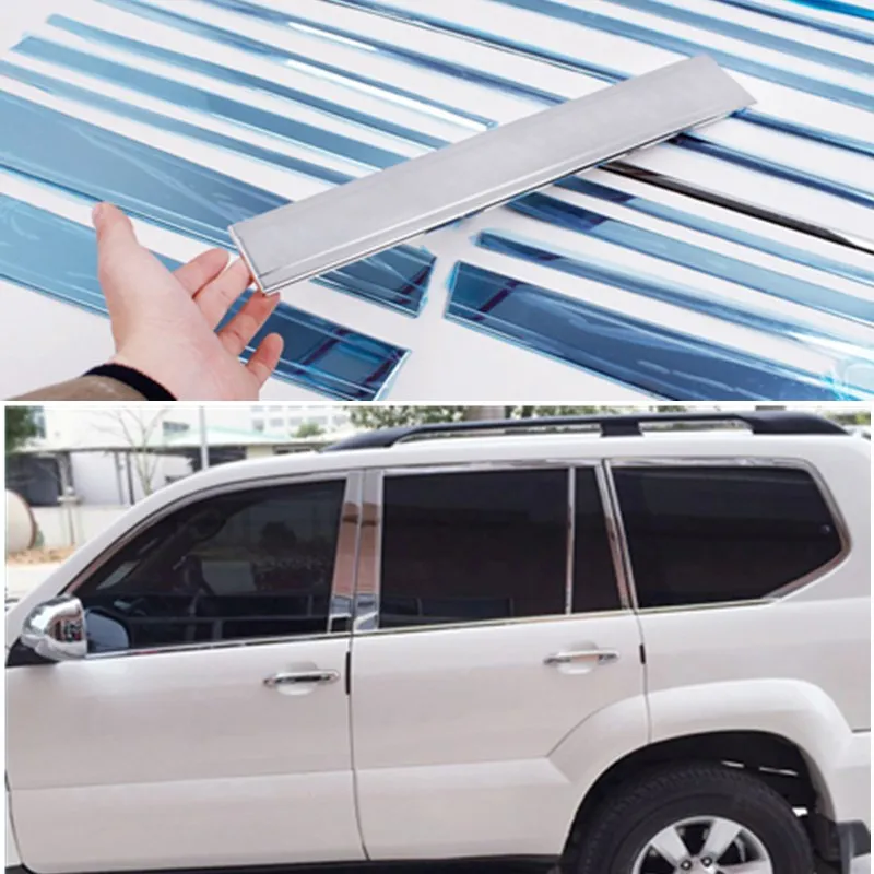 

car window frame trim styling for toyota land cruiser prado fj 120 2700 \ 4000 auto stainless steel accessories 2003 - 2009