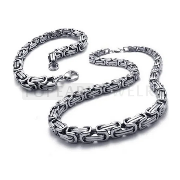Ssj86 Ckku Jewelry 8mm Byzantine Stainless Steel Thick Chain Ssj86 Ckku Jewelry 8mm Byzantine Stainless Steel Thick Chain Necklace Bracelet Set