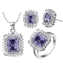 Кулон ожерелье серьги кольцо 925 серебряный костюм сделанный Модный кристалл костюм для женщин Стерлинговое Серебро-brinco класс нефрит Крист