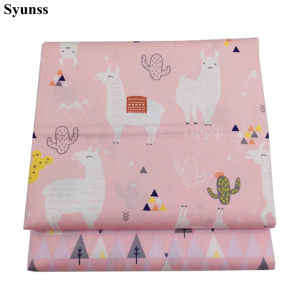 

Syunss Diy Patchwork Cloth For Quilting Baby Cribs Cushions Dress Sewing Tissus Pink Alpaca Printed Twill Cotton Fabric Tecido