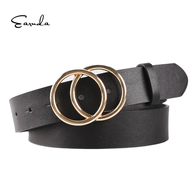 Women Belts For Women's Jeans Fashion Gold Buckle Waist Leather Strap