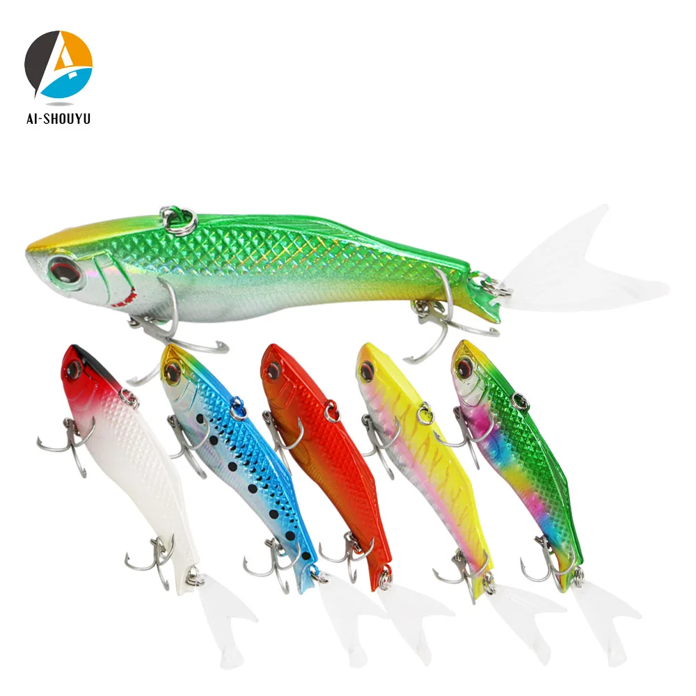 

AI-SHOUYU 1pc New VIB Lure 70mm/16g Hard Fishing Bait Vibration Bait with Plastic Tail Winter Ice Salt Fishing Tackle