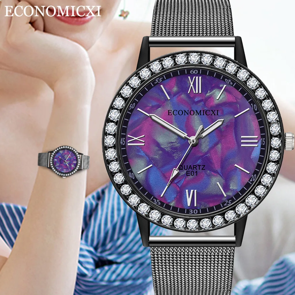 

Fashion Women's Quartz Watch Flower Rhinestone Wrist Watch Luxury Mesh Band Gift ladies women Wrist watches Dress watch