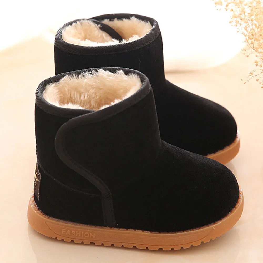 Модные зимние Детские стильные хлопковые ботинки теплые зимние сапоги