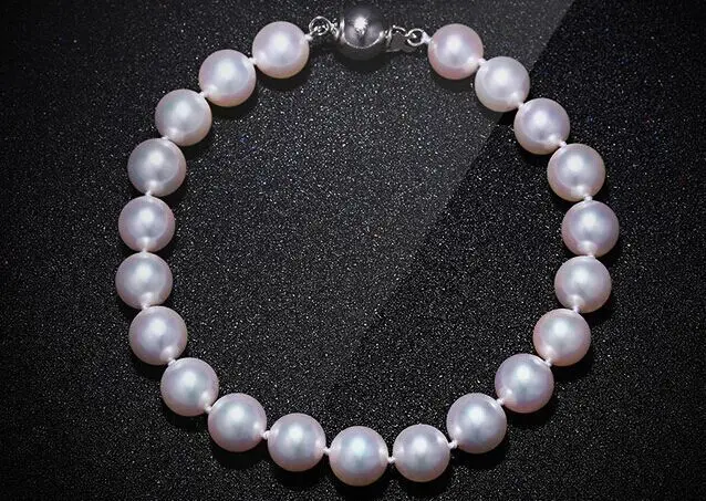 

Stunning 7.5"10-11mm Natural south sea genuine white pearl bracelet 8358