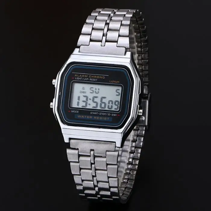 Спортивные часы для мужчин и женщин светодиодный цифровой наручные часы relogio masculino для мужчин мальчик таймер сплав Золото Серебро F91W - Цвет: Серебристый