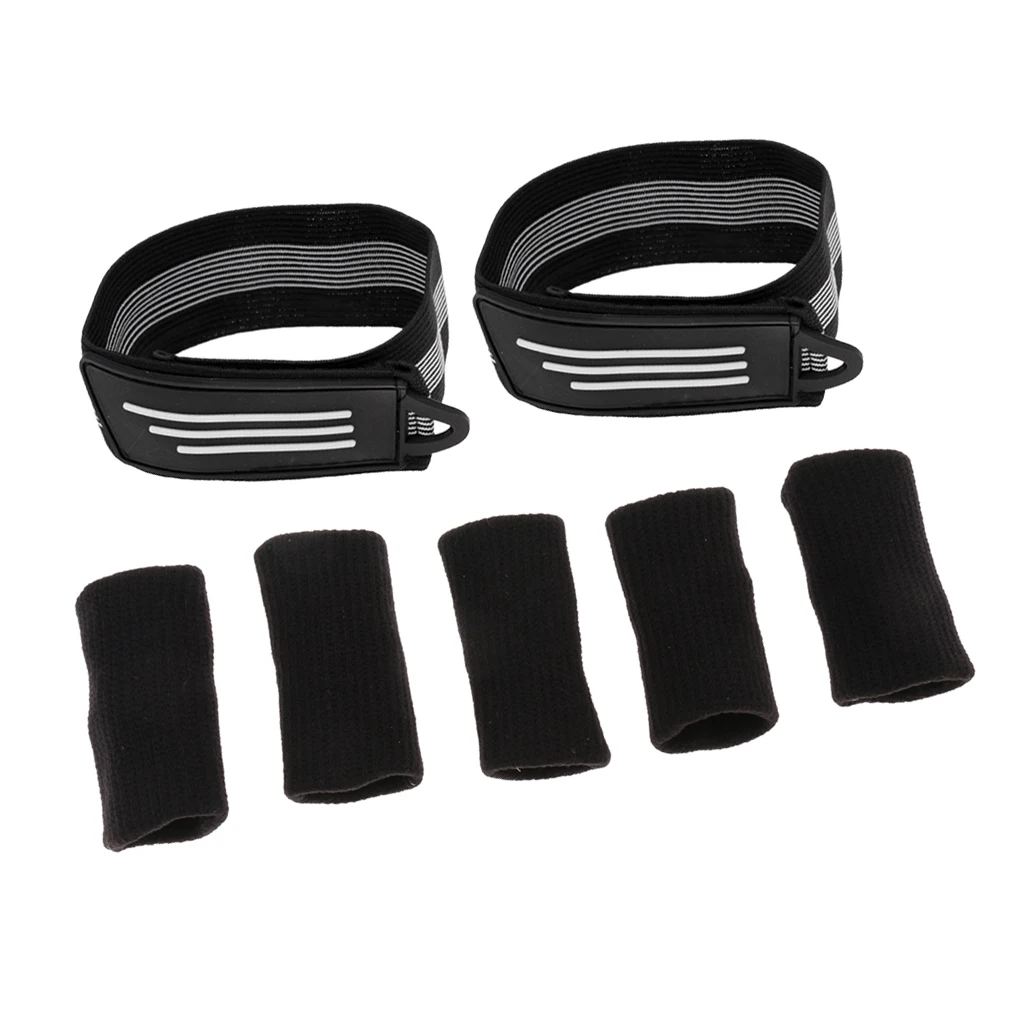 

2 Pcs Cycling Bike High Elastic Pants Band with 5pcs Finger Protector
