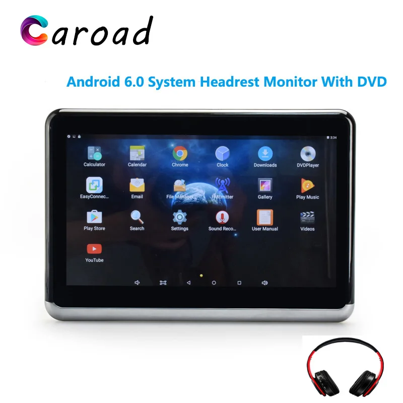 

Caroad 10.1 Inch Android 6.0 Car Headrest DVD Monitor Player HD 1080P Video Support WIFI/HDMI/USB/SD/Bluetooth/FM Transmitter