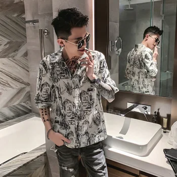 

Summer New Flower Shirt Men's Fashion Printed Casual Shirt Man Streetwear Trend Wild Hip Hop Loose Short-sleeved Shirt