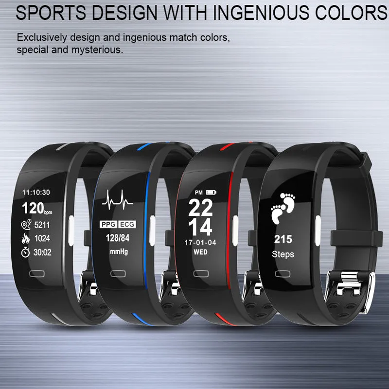 Ip67 Smart Bracelet Ecg Ppg Blood Pressure Heart Rate Monitor Fitness Tracker Pedometer Sports Smart Wristband For Android Ios