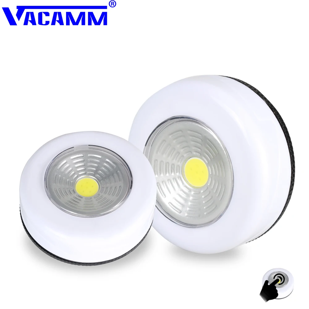 Vacamm LED шкаф свет COB сенсорный светильник 3 Вт Питание от батареи типа ААА для дома