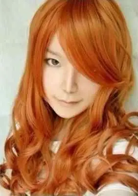 wangAA free shipping~~~Hot ! New Fashion Long Orange Cosplay Party Curly Wigs |