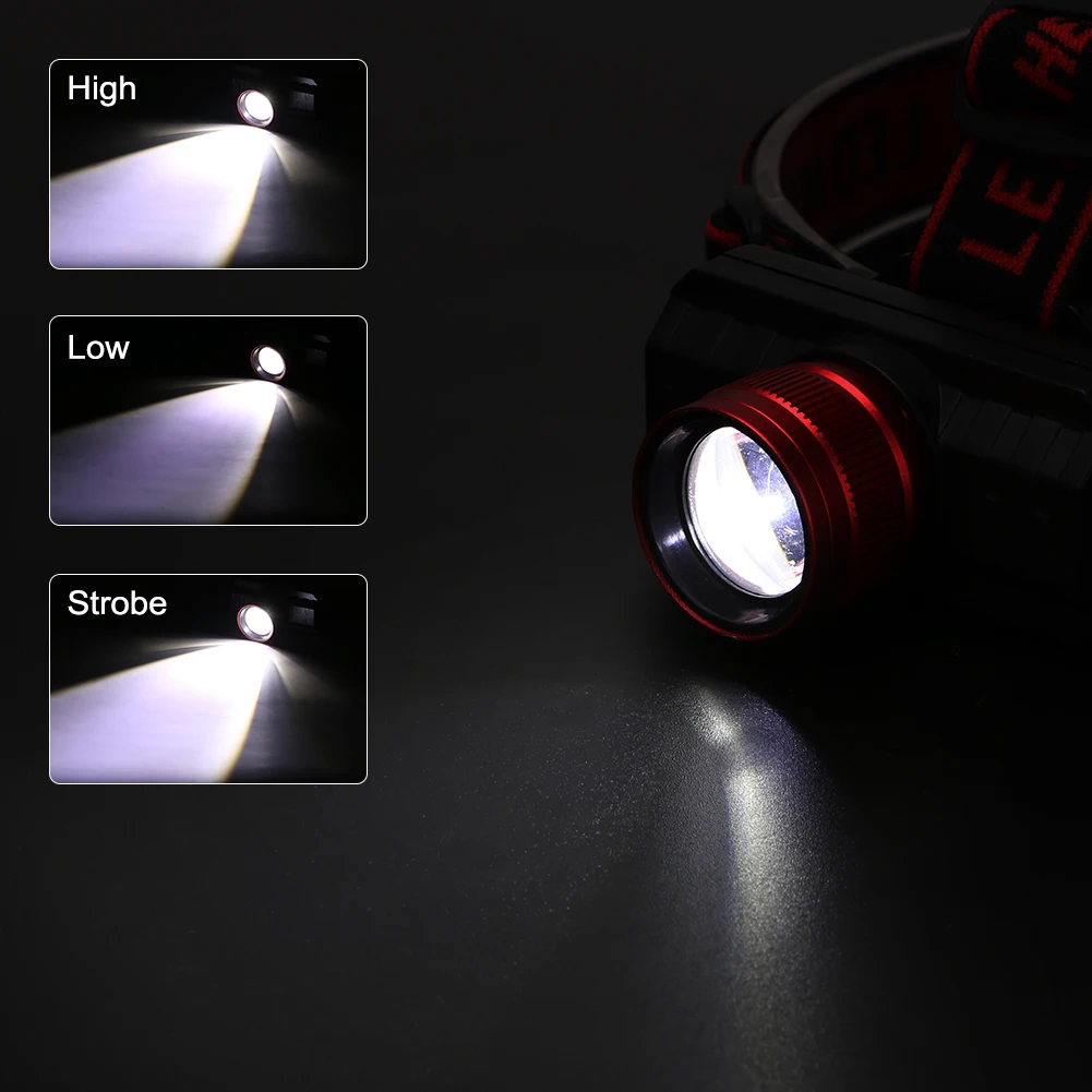 3 Modes LED Headlamp Waterproof USB Rechargeable Mini Headlight Zoomable Head Flashlight Torch Fishing Lights Built in Battery