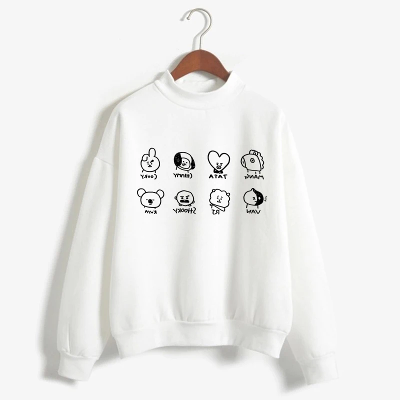 

KPop BTS Member Self Portrait Album LOVE YOURSELF ANSWER K Pop Women Turtleneck Clothes BT21 Korean Ladies Hoodies Pullover Tops