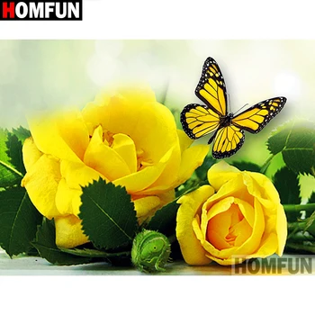 

HOMFUN Full Square/Round Drill 5D DIY Diamond Painting "Flower butterfly" 3D Diamond Embroidery Cross Stitch Home Decor A19105