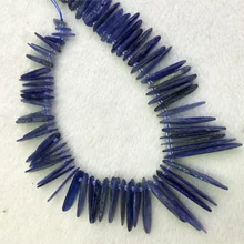 Genuino Natural Cianita Azul Losas Rebanadas Dientes Palillo de Taladro Lado Peine Joyería Apta Collar de Las Pulseras 15 “04314