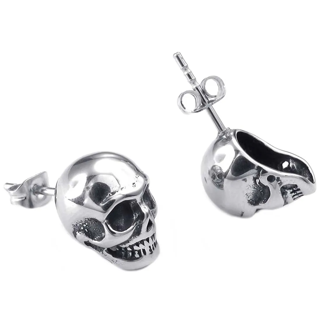 Jewelry Earrings Men Gothic Skull Ear Studs Stainless Steel for Men