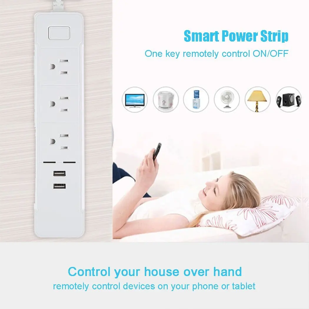 WiFi Smart power Strip US Plug Удлинитель сетевой фильтр Защита от перенапряжения Розетка с USB совместима с Alexa Google Home