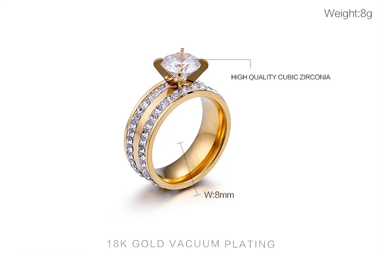 Kalen Bulgaria, золотые обручальные кольца из нержавеющей стали для женщин, два ряда, стразы, циркониевые кольца на палец, женские обручальные кольца