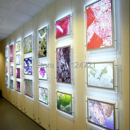 Loja de Publicidade Caixas de Luz Vitrines de Acrílico para Exposição Espelhos Led Maggic Único Lado da Iluminado da Loja 13 x 19 Tamanho 3 lightbox led
