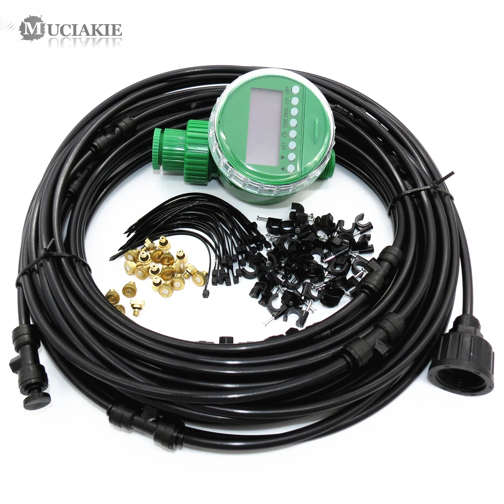 

MUCIAKIE 18M to 6M Low Pressure Misting Sprinkler Sprayer System Automatic Watering Irrigation Cooling System with Timer