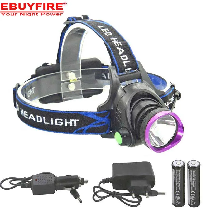 LED HeadLight 18650 HeadLamp Recharge XM L T6 Headlamps LED Head Light + battery + AC Car
