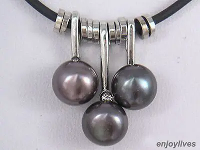 

HOT## Wholesale > >>> Charm Real 3 Black Pearl Beads Crystal Pendant Necklace