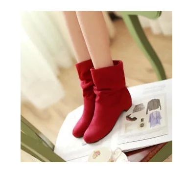 Женские бархатные ботинки на низком толстом каблуке сезон осень зима|martin boots|women