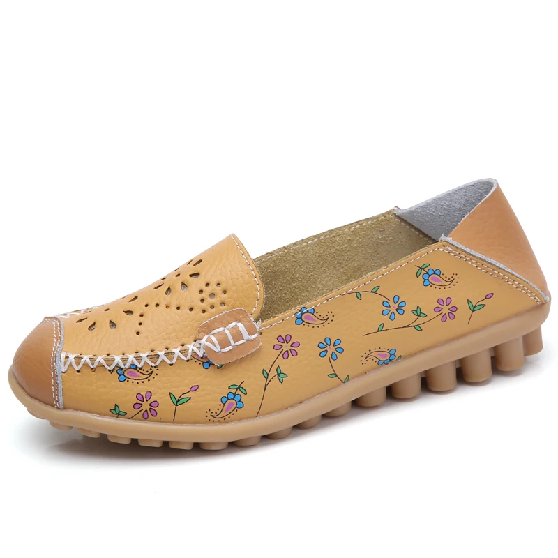 Mstacchi/Новые летние туфли из натуральной кожи с вырезами; женская повседневная обувь на плоской подошве с аппликацией; балетки; удобная обувь для мам