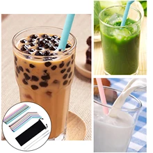 Behogar 10 шт прямой изогнутый силиконовый многоразовый длинная соломинка w/2 Чистящая щетка 2 мешочек для хранения для 20 унций yeti чашки