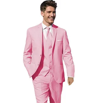 

Men Suit Casual Men Suit Pink Slim Fit 3 Pieces Tuxedo Custom Blazer Office Men Work Wear (Jacket+Pants+Vest) Custom Made