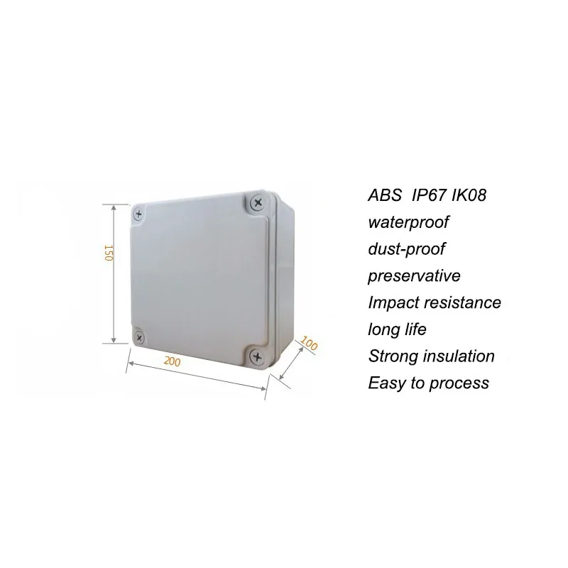 Электрический шкаф ABS корпус 200*150*100 мм, Пластиковая распределительная коробка, электрическая коробка, водонепроницаемый IP67 линейный разъем