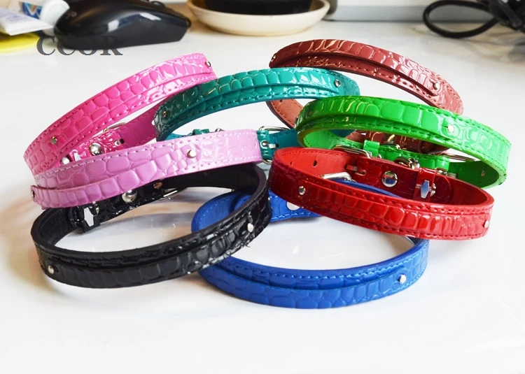 

CCOR, 50pcs 8*100mm+15X300mm Crocodile PU Leather Pet Dog Collar DIY Pet Name by using 8mm Slide Letter Charm, Wholesale price!