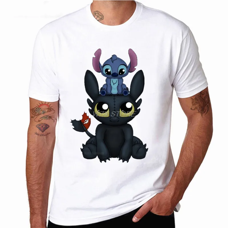 Мужские летние футболки Lilo Stitch с принтом Харадзюку каваи топ героями