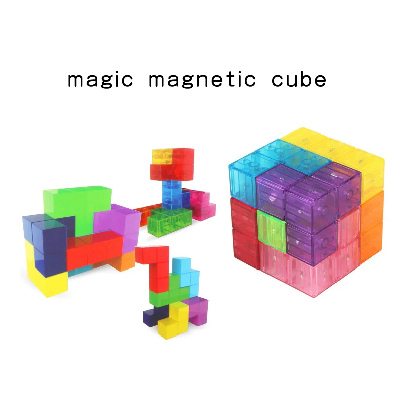 

Magnetic Cube 2 IN 1 Magic Cube & Changable Building Blocks Relieve Anxiety Portable Puzzle Educational Toys for Children