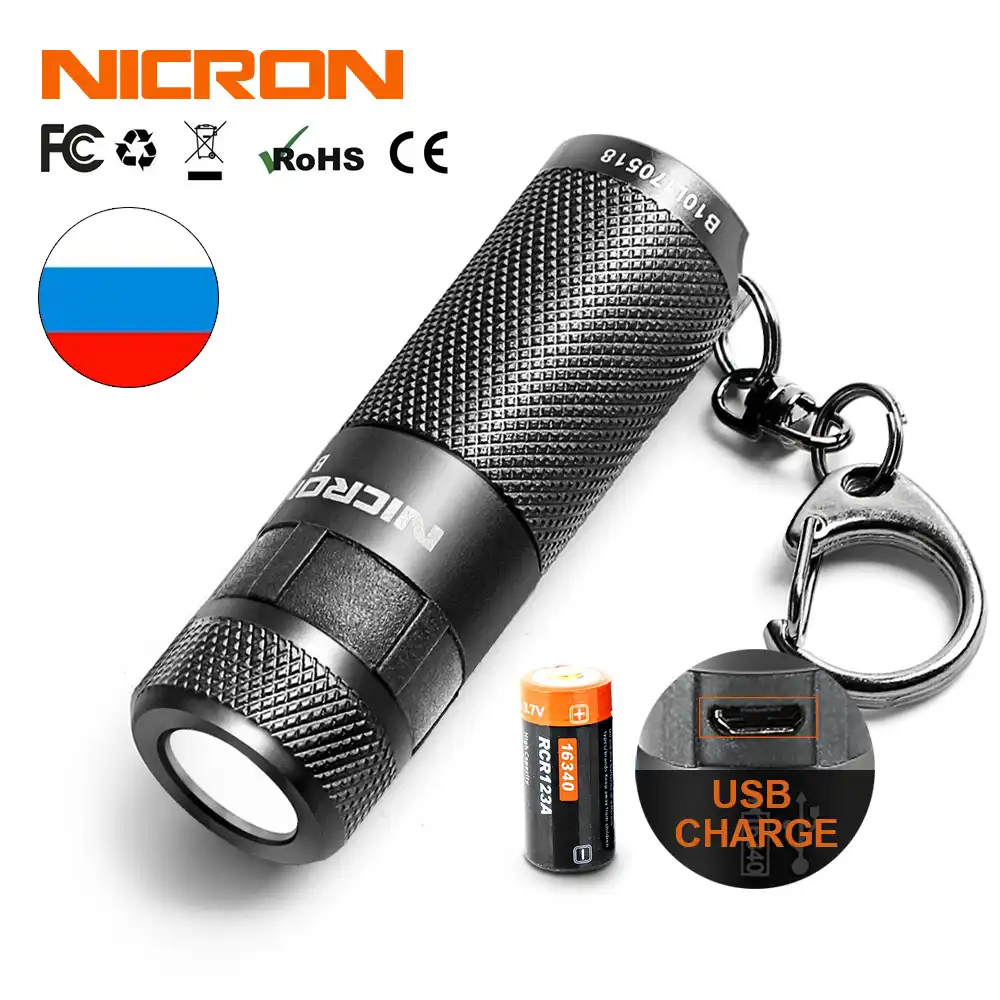 LED Flashlight Small Standard Torch Rechargeable EDC Mini Keychain Flashlight P