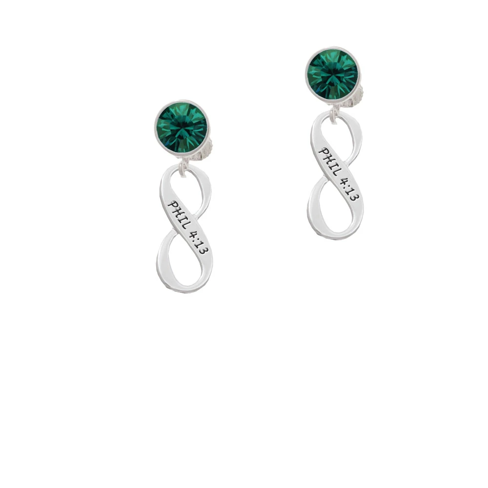 Philippians 4:13 Infinity Sign Crystal Clip On Earrings (5)
