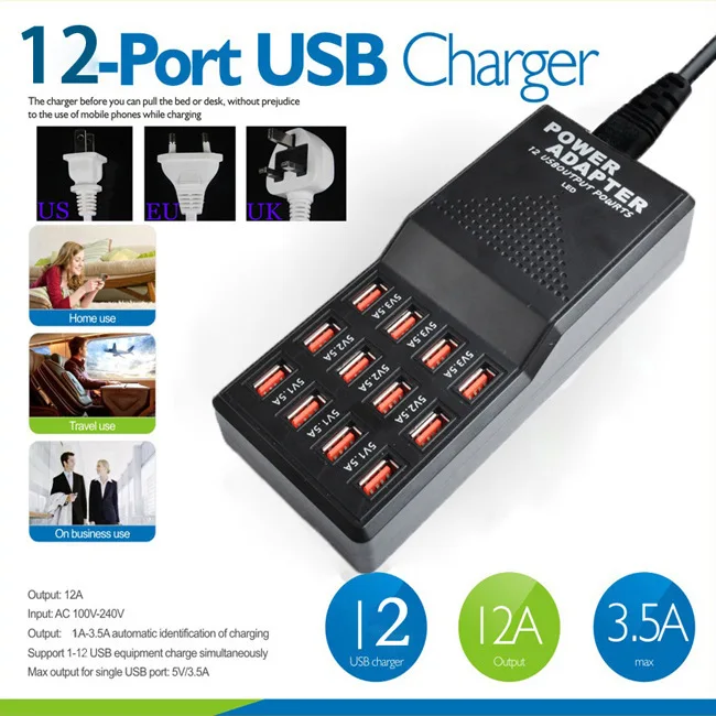 Универсальное зарядное устройство с 12 USB-портами 5 В 1 5-5 А | Электроника