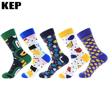 

Men Socks Winter Fashion Harajuku Happy Socks Funny Combed Cotton Dress Casual Wedding Sock Colorful Novelty Skateboard Sox Gift