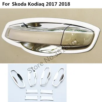 

Car Body Cover Trim Stainless Steel External Door Armrest Bowl Stick Lamp Frame Panel 8pcs For Skoda Kodiaq 2017 2018 2019 2020