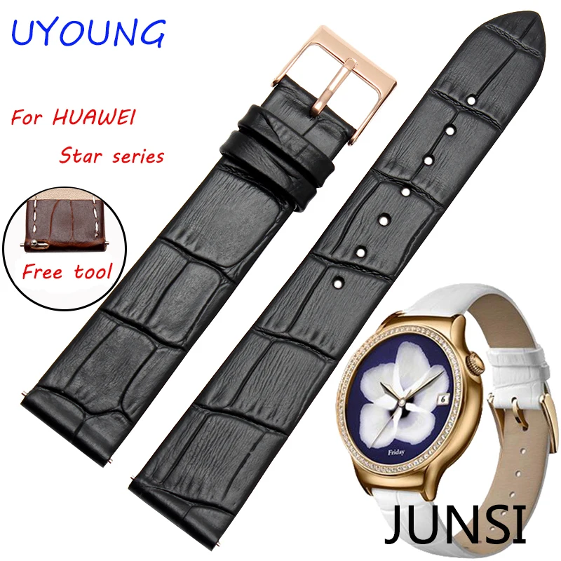 

Quality Genuine Leather Watchband 18mm For HUAWEI Star Series Smart Watch Lady style Huawei Strap