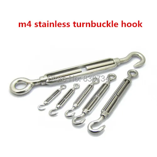 M4 Stainless Steel Turnbuckle Wire Tensioner Strainer Hook Eye Rope Eject 10Pcs 