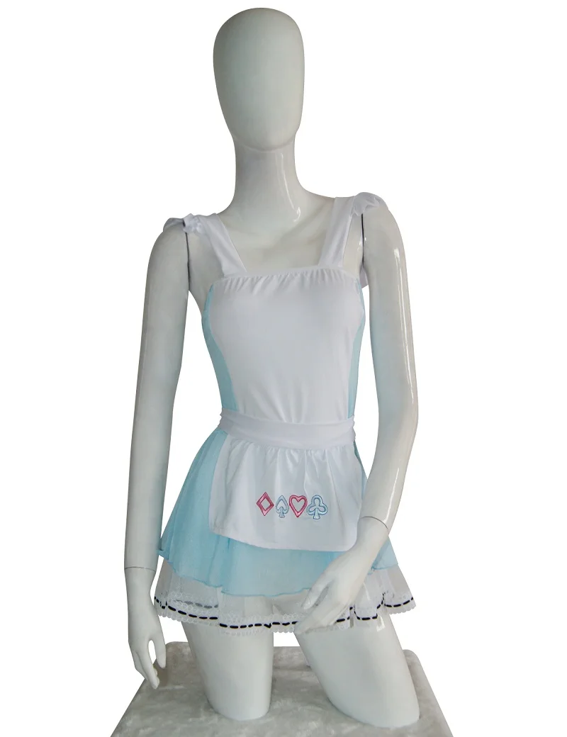 Blue Sexy Alice In Wonderland Costume Adult Party Fancy Woman Cosplay Lolita Maid Halloween Costumes For Women Dress Plus Size (4)