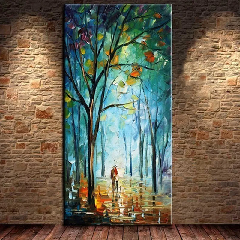 

Modern Abstract Wall Art Street Scenery Picture Large Handmade Tree Scene Paintings Handpainted Landscape Oil Painting on Canvas