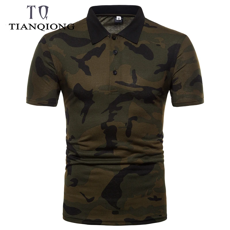 

2019 Fashion New Summer Camouflage Mens Polo Shirt Outdoor Sport Short Sleeve Men's Slim Fit Breathable Polo Shirt