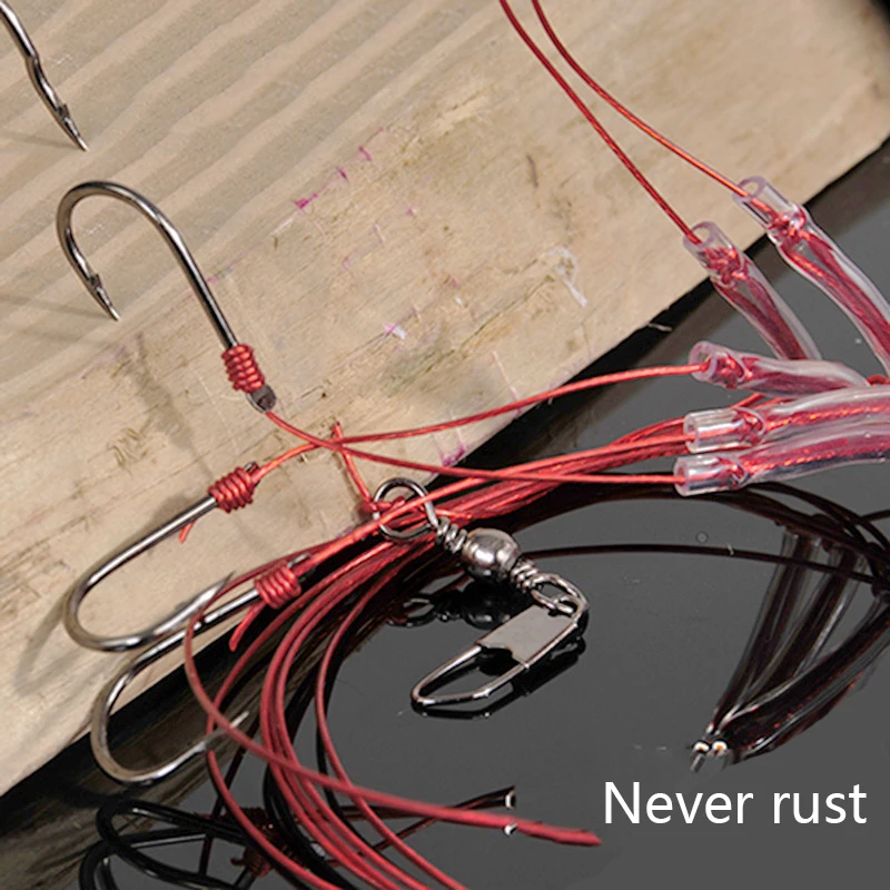 3Pcs/Pack String Hooks For Ocean Boat Fishing Stainless Steel Sharp