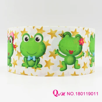 

Q&N ribbon 16mm 22mm 25mm 38mm 50mm 75mm frog printed grosgrain ribbon webbing 50yards/roll for hair tie free shipping