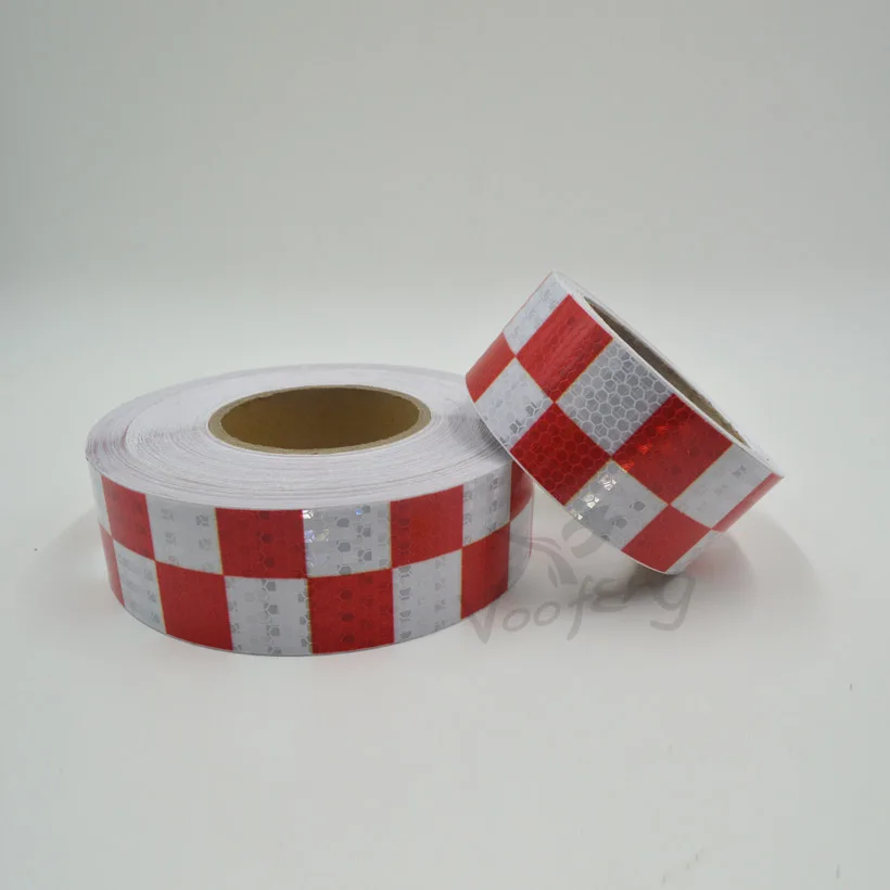 Red/ White Square diamonds reflective tape with self adhesive for truck, free shipping