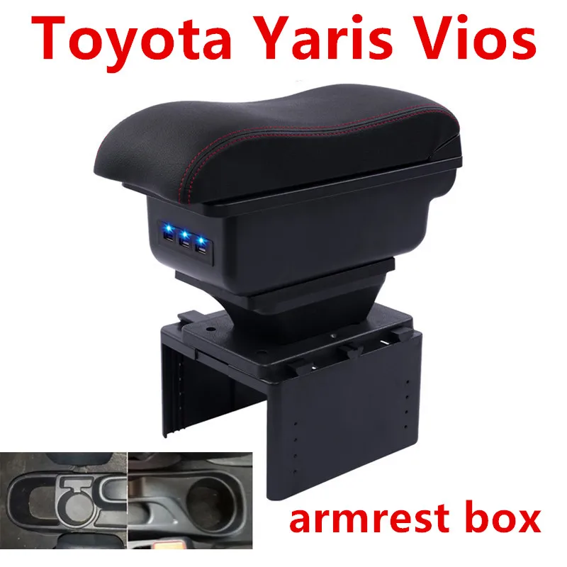

For Toyota Yaris armrest box Vios armrest box central Store content box with cup holder ashtray Generic model